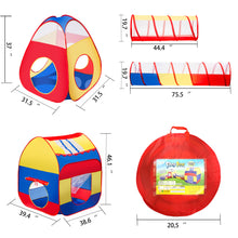 Extra Large Kid Tent 4pc Pop Up Play Tent w/ 2 Crawl Tunnels