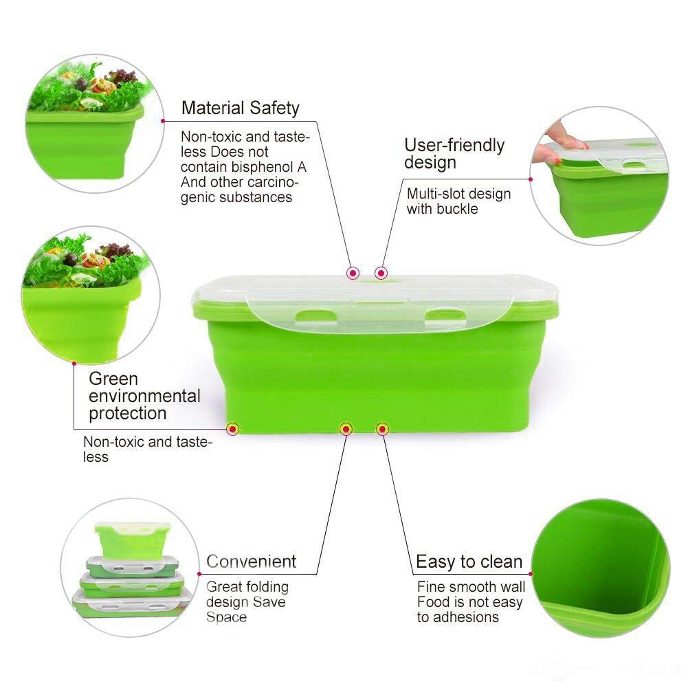 Silicone Lunch Box Collapsible Food Storage Container 750ML, 1